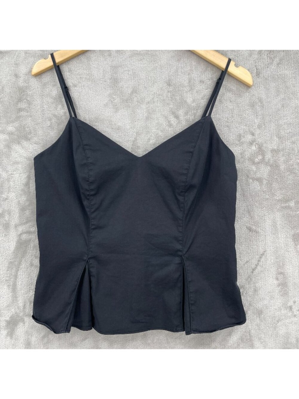 Elizabeth and James Black Spaghetti Strap Peplum Top